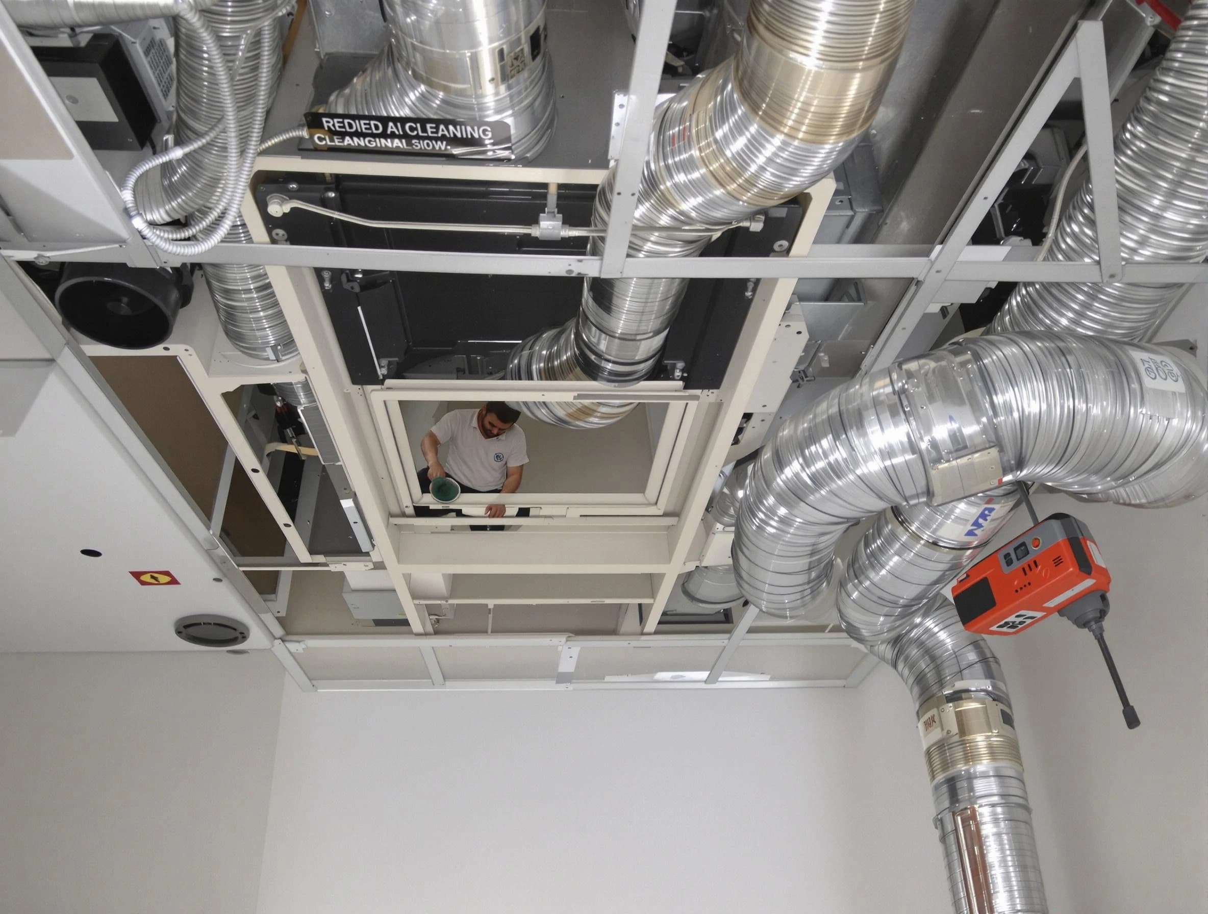 Marshall Air Duct Cleaning technician performing detailed central duct system cleaning in Marshall