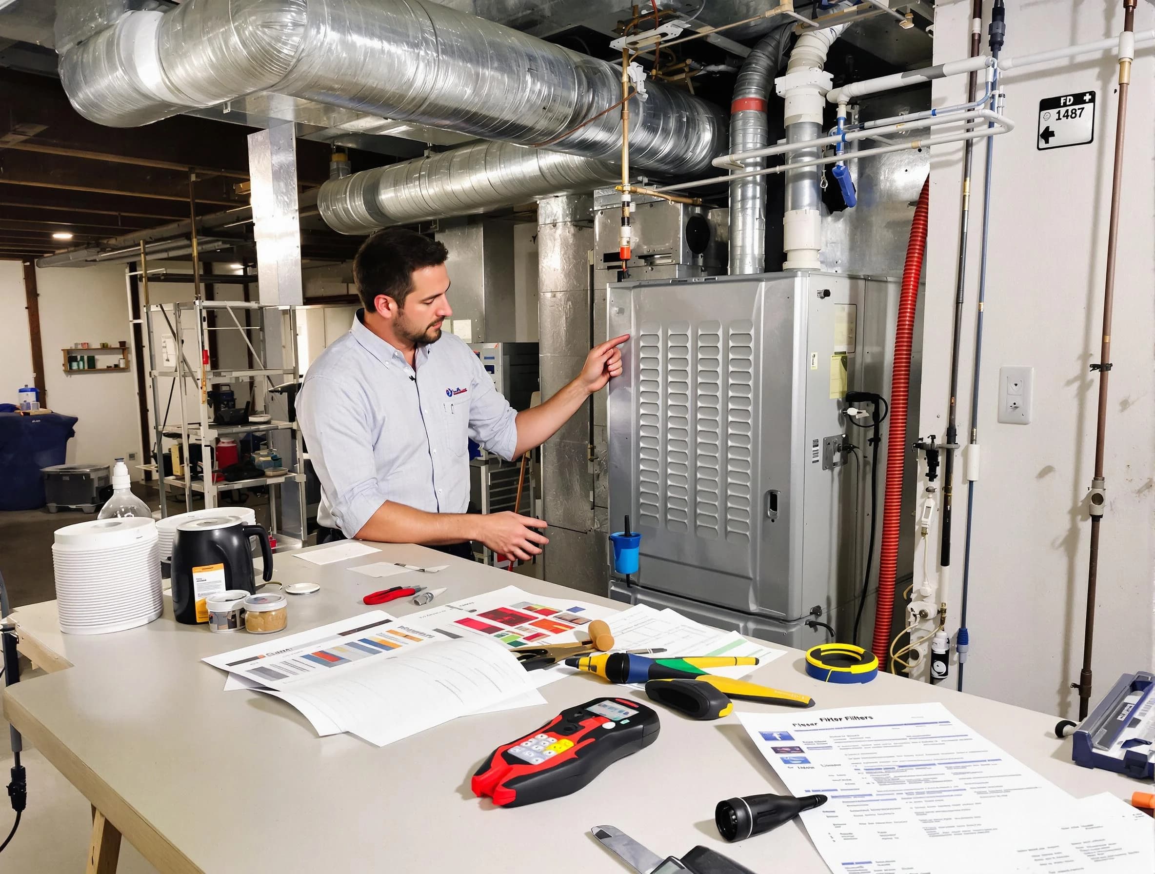 Marshall Air Duct Cleaning inspector conducting detailed filter system evaluation using professional diagnostic tools in Marshall