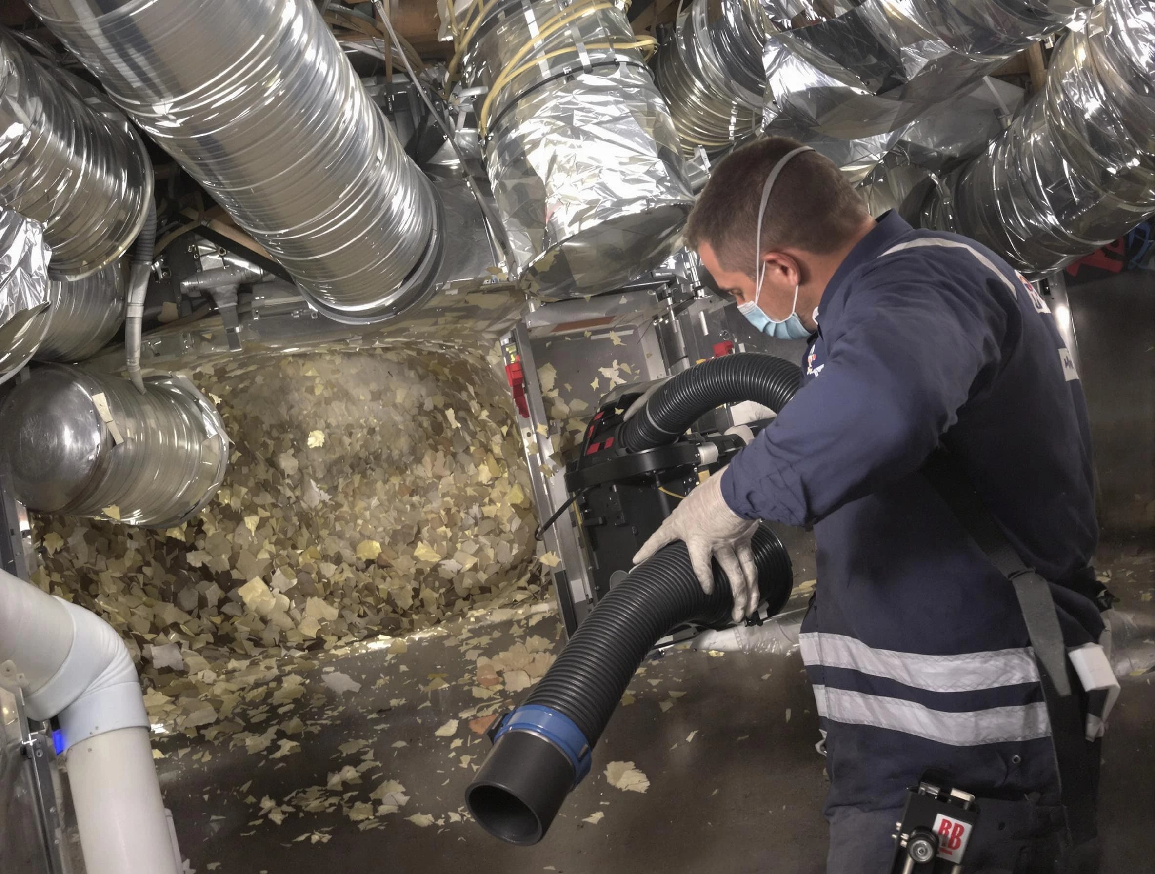 Marshall Air Duct Cleaning specialist operating negative pressure cleaning equipment for thorough duct maintenance in Marshall