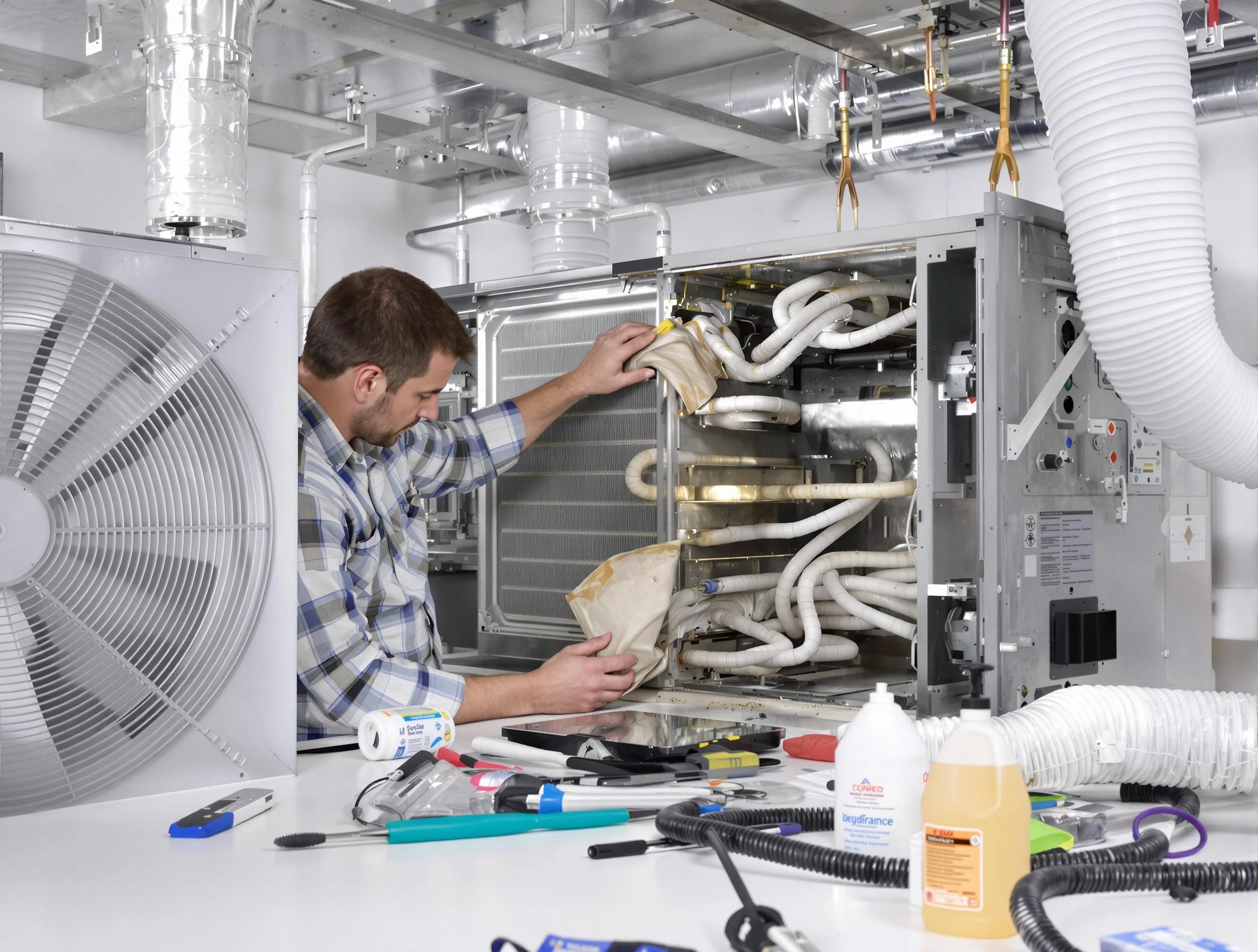 Marshall Air Duct Cleaning specialist performing precision AC coil cleaning in Marshall