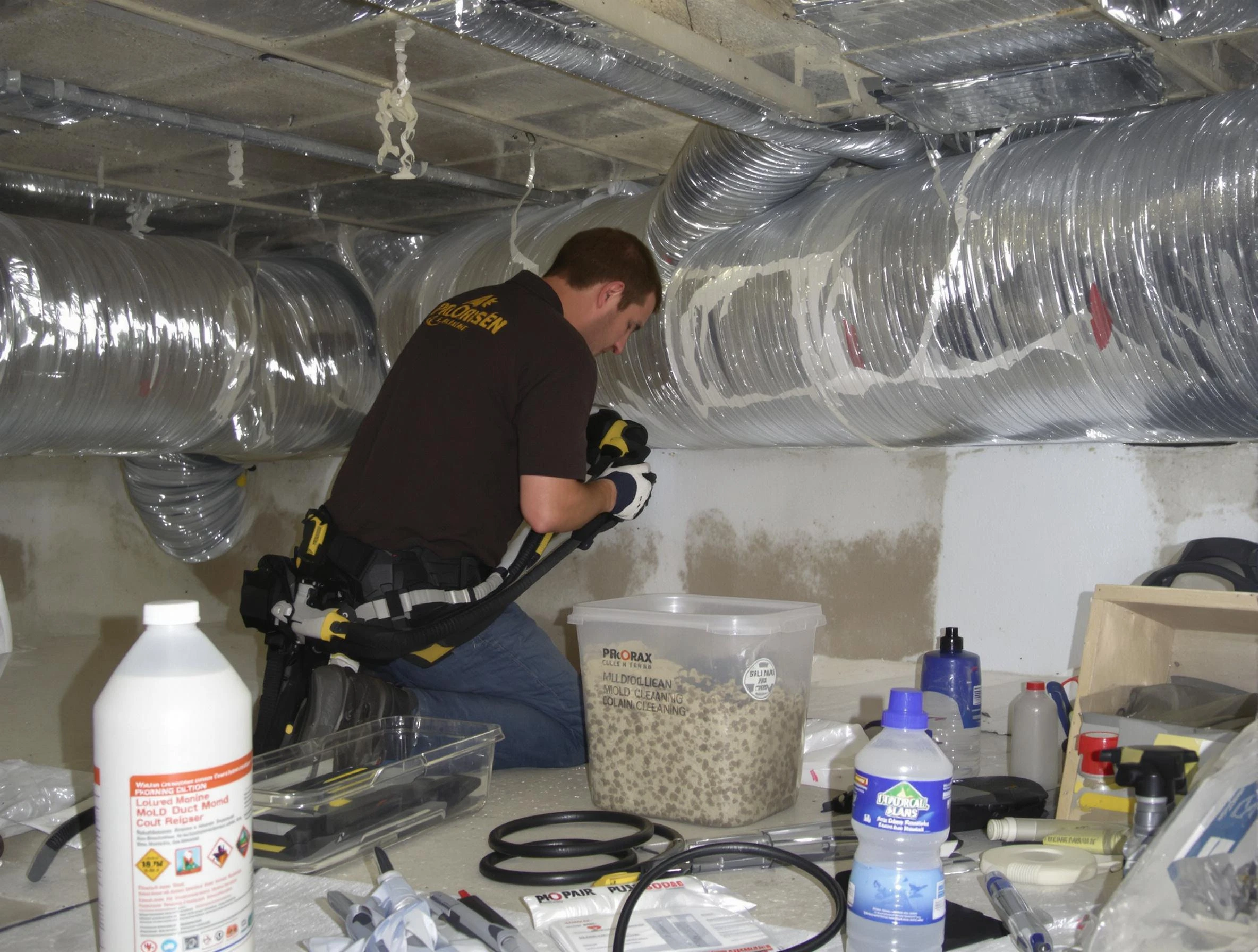 Marshall Air Duct Cleaning specialist performing professional mold removal from air ducts in Marshall