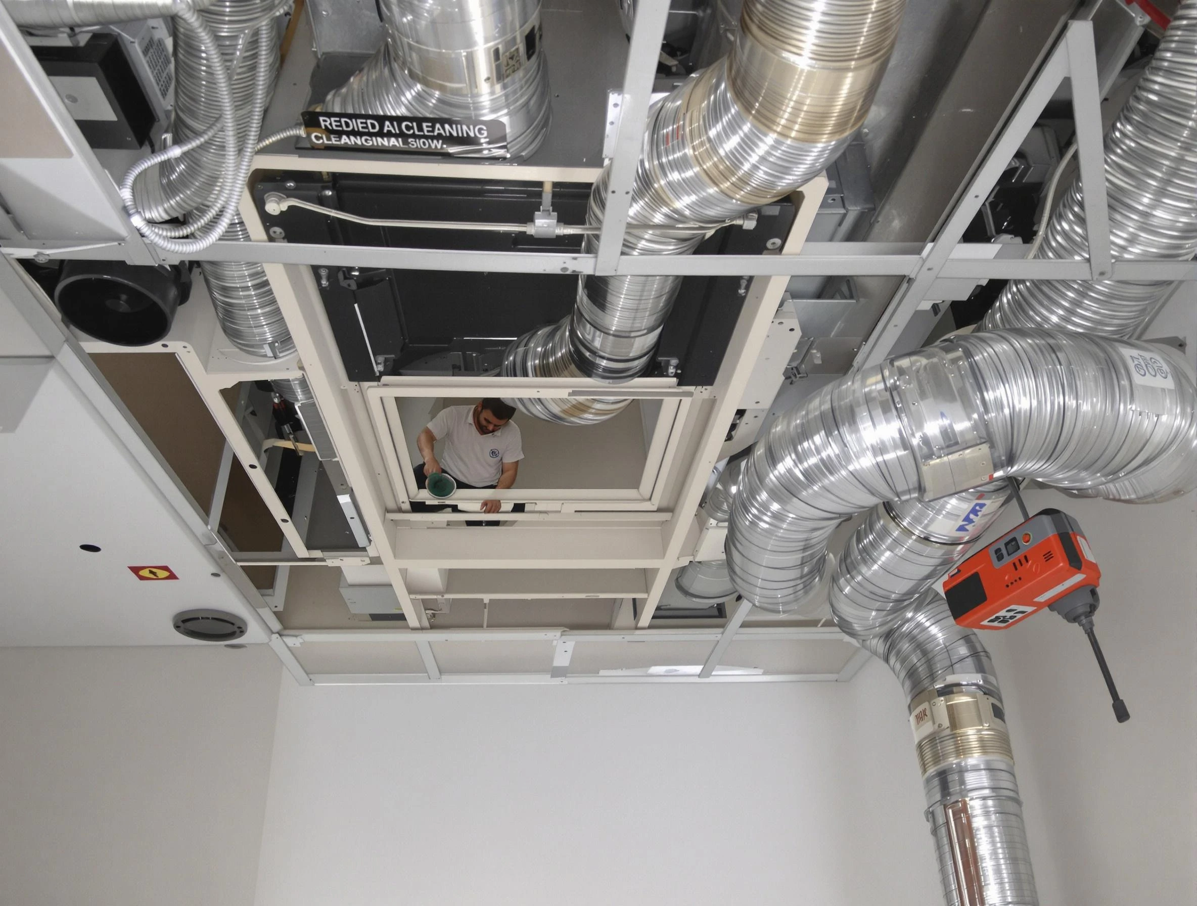 Marshall Air Duct Cleaning technician performing detailed central duct system cleaning in Marshall